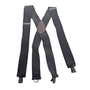 Sunbelt USA Mens Vintage Suspenders Braces Black w/ Brown Leather